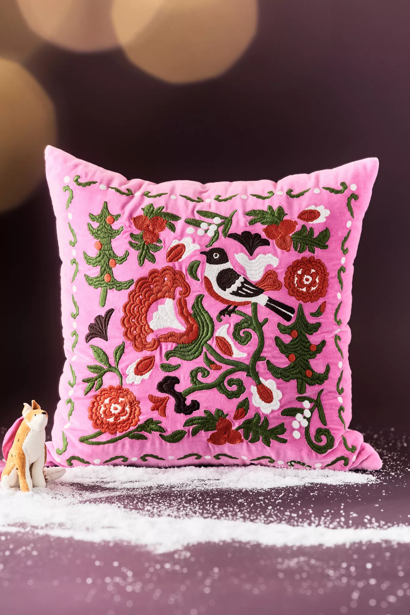 Bianca Suzani Embroidered Cotton Pillow