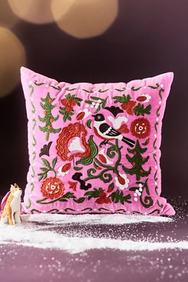 Bianca Suzani Embroidered Cotton Pillow