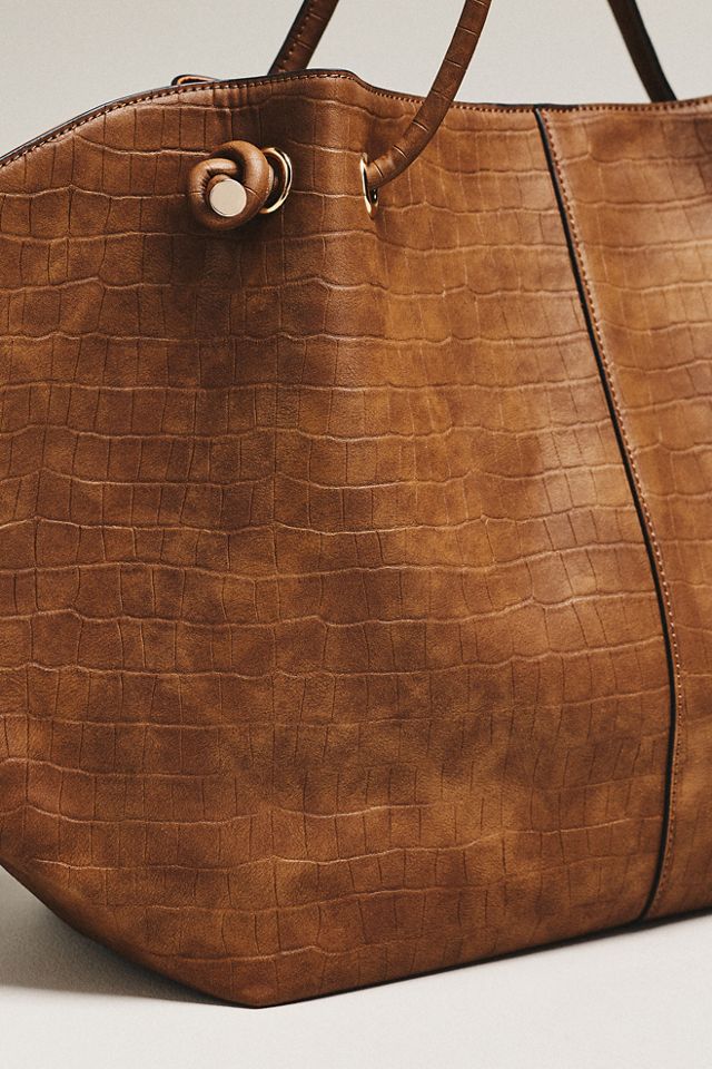 Maeve Embossed Croc Tote Bag #4