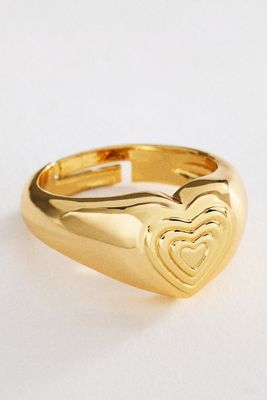 By Anthropologie Bezel Heart Cocktail Ring