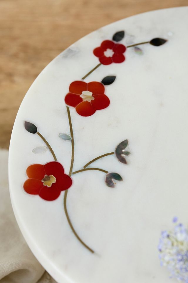 Floral Inlay Marble Cake Stand #1
