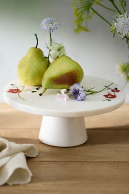 Floral Inlay Marble Cake Stand