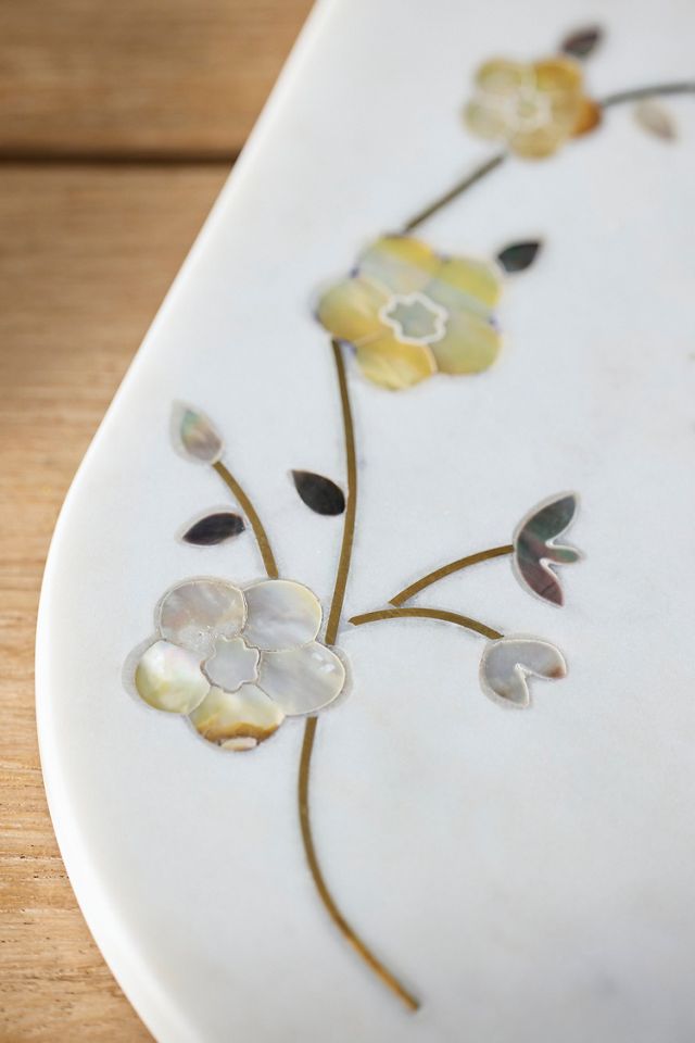 Floral Inlay Marble Serving Board, Mother of Pearl #1