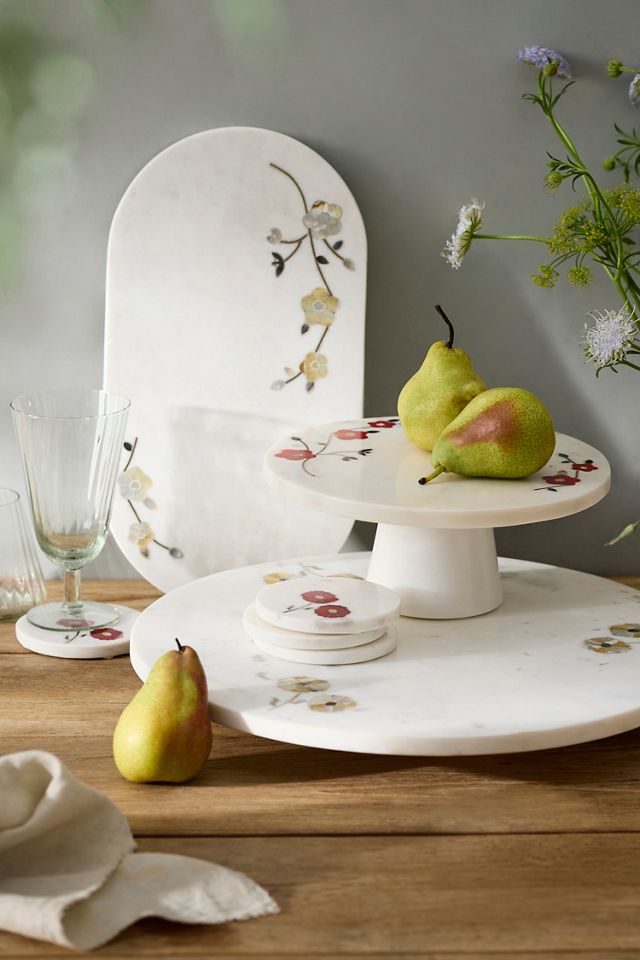 Floral Inlay Marble Serving Board, Mother of Pearl #2