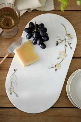 Floral Inlay Marble Serving Board, Mother of Pearl