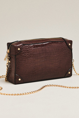 Maeve Embossed Croc Trunk Purse In Brown