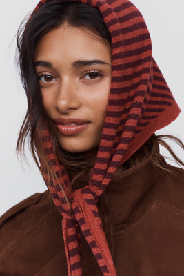 Tbco 100% Merino Wool Striped Triangle Scarf In Purple