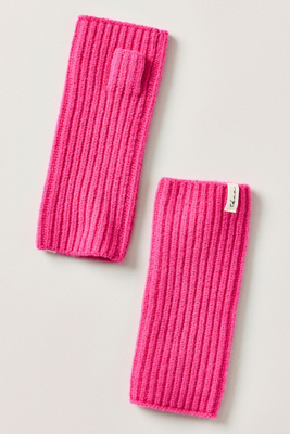 Tbco 100% Merino Wool Fingerless Gloves In Pink
