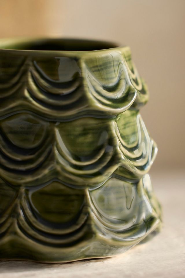 Scalloped Evergreen Stoneware Mug #1