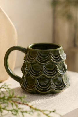 Scalloped Evergreen Stoneware Mug