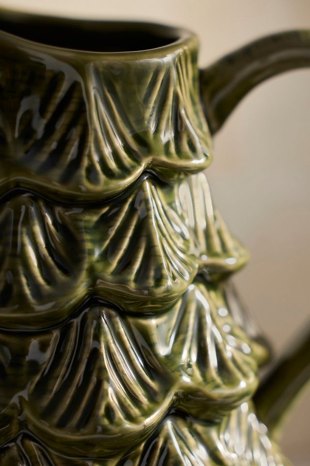 Scalloped Evergreen Stoneware Pitcher #1