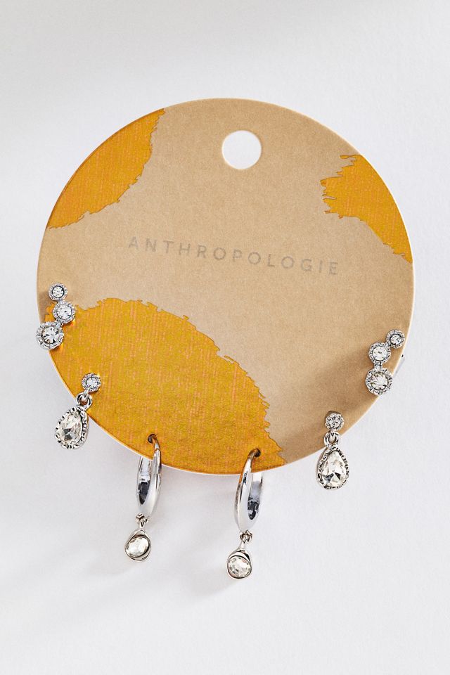 Crystal Stud & Hoop Earrings, Set of 3 #1