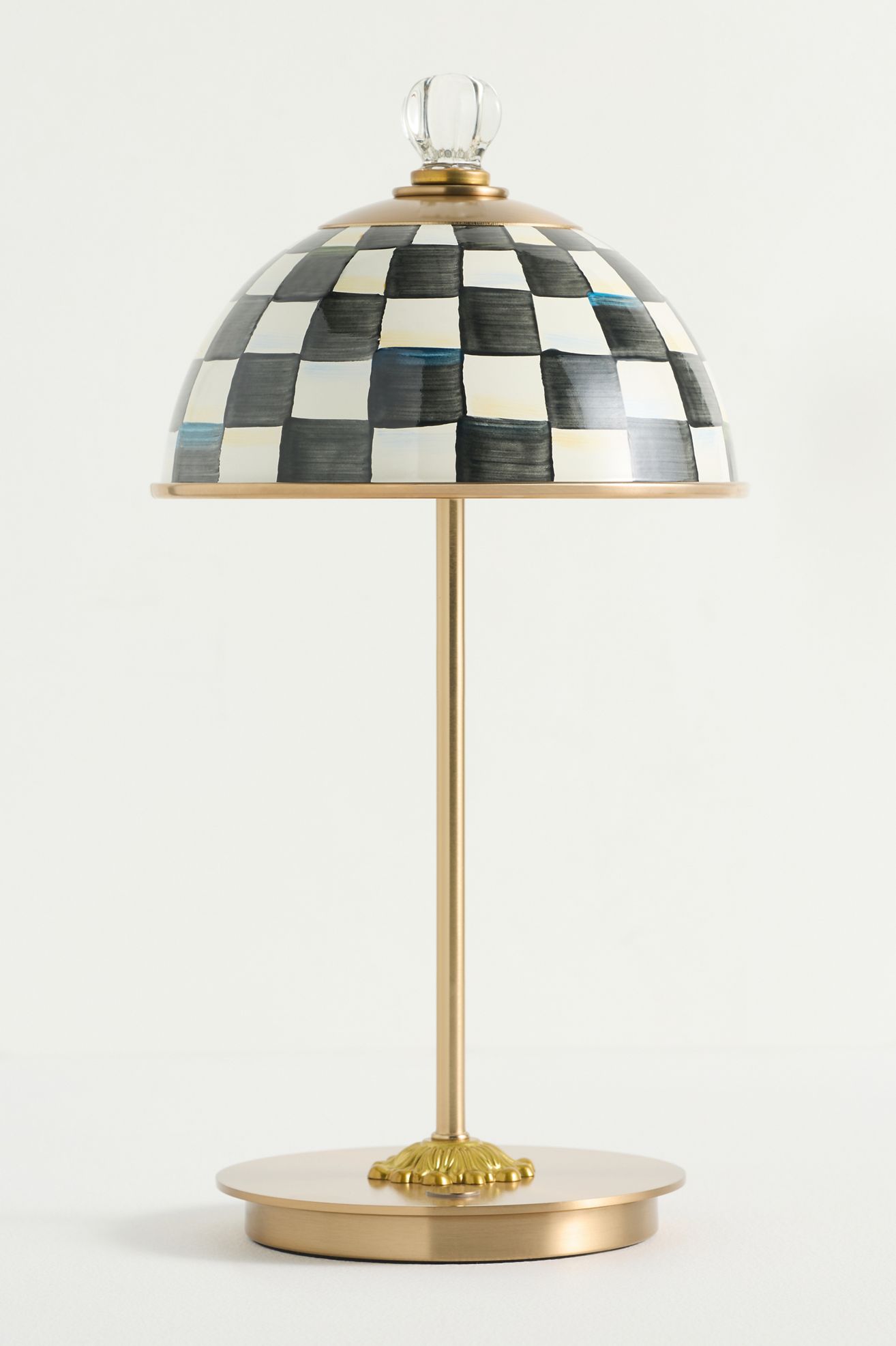 MacKenzie-Childs LED Rechargeable Cordless Dome Table Lamp - Courtly Check, One Size