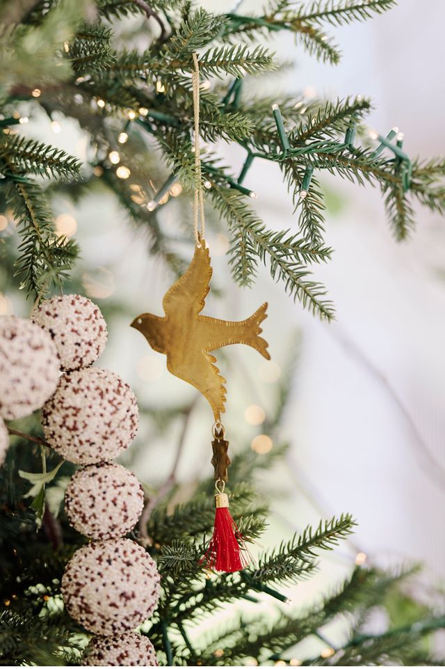 Terrain Tasseled Bird Brass Ornaments, Set of 3 #1