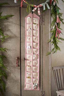 Embroidered Stripe Hanging Advent Calendar