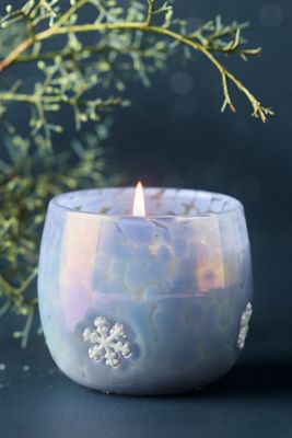 Snowflake Icon Woody Juniper & Cedar Glass Candle