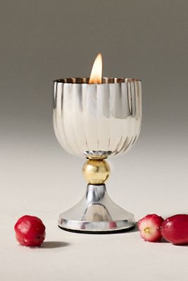 Figural Mini Cocktail Fruity Cranberry Fizz Metal Candle