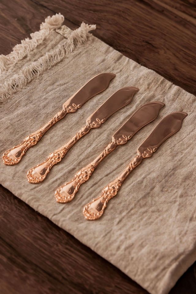 Coppermill Kitchen Antique Embossed Cheese Knife and Spreader Set Of 4 #1