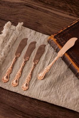 Coppermill Kitchen Antique Embossed Cheese Knife and Spreader Set Of 4