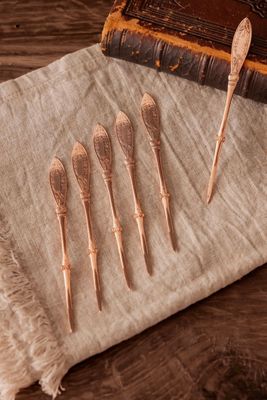 Coppermill Kitchen Antique Elegant Pattern Nut and Barware Picks Set Of 6