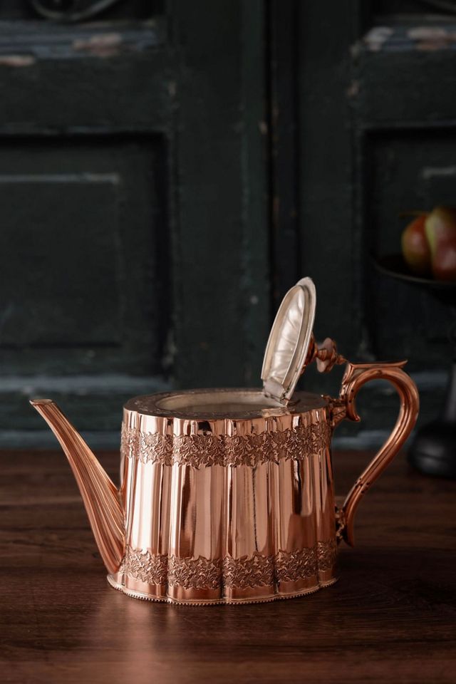 Coppermill Kitchen Antique Engraved Teapot, Silver Lined 5 #1