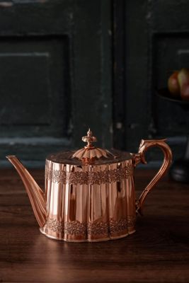 Coppermill Kitchen Antique Engraved Teapot, Silver Lined 5