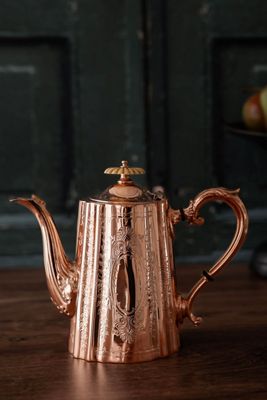 Coppermill Kitchen Antique Engraved Teapot, Silver Lined 6