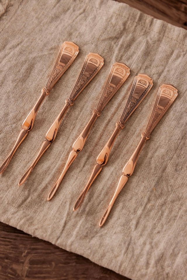 Coppermill Kitchen Antique Floral-Deco Pattern Nut and Barware Picks Set Of 5 #1