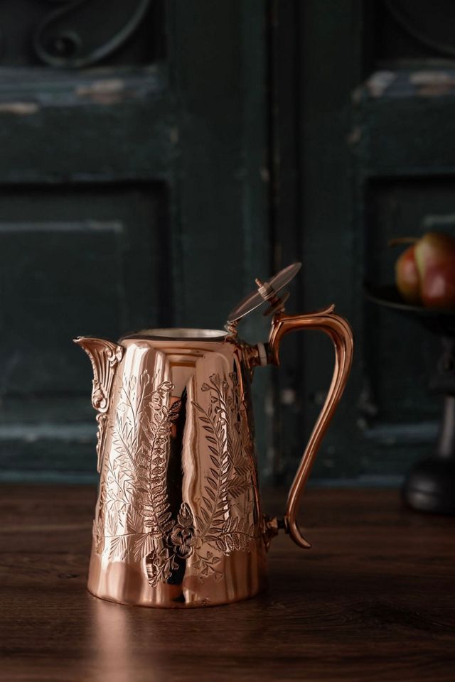 Coppermill Kitchen Antique Tall Engraved Teapot, Silver Lined 10 #1