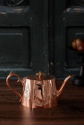 Coppermill Kitchen Antique Engraved Teapot, Silver Lined 2