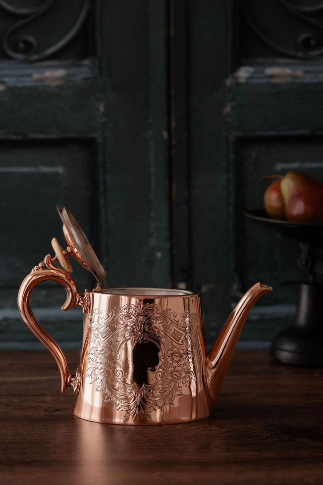 Coppermill Kitchen Antique Engraved Teapot, Silver Lined 3 #1