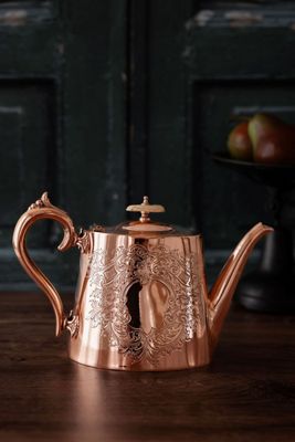 Coppermill Kitchen Antique Engraved Teapot, Silver Lined 3