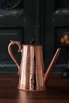 Coppermill Kitchen Antique Tall Engraved Teapot, Silver Lined 8