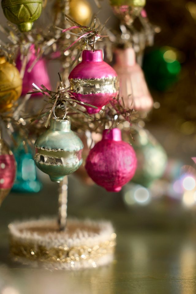 Vintage Tinsel + Ornament Tree #1