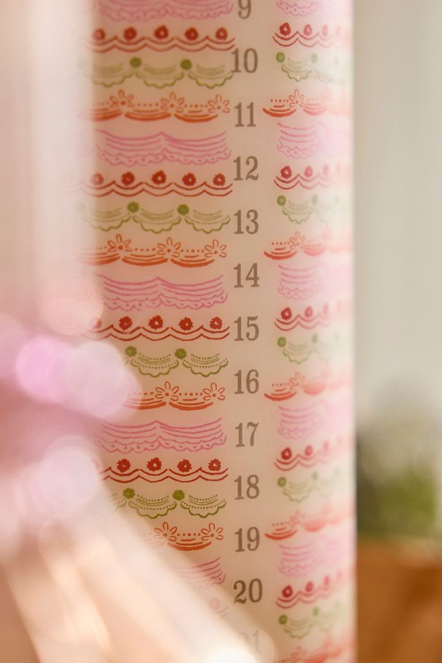 Striped Advent Pillar Candle #1