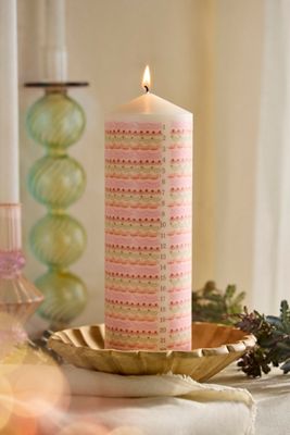 Striped Advent Pillar Candle