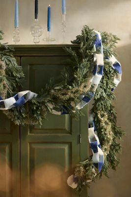 Faux Blue Spruce Garland, 9’