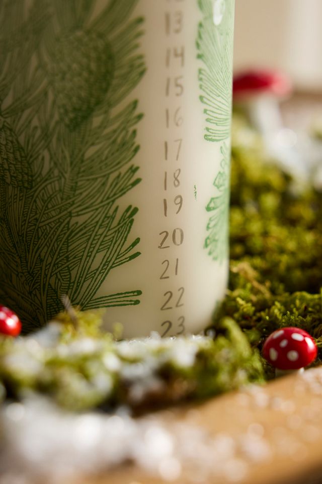 Evergreen Advent Pillar Candle #1