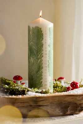 Evergreen Advent Pillar Candle