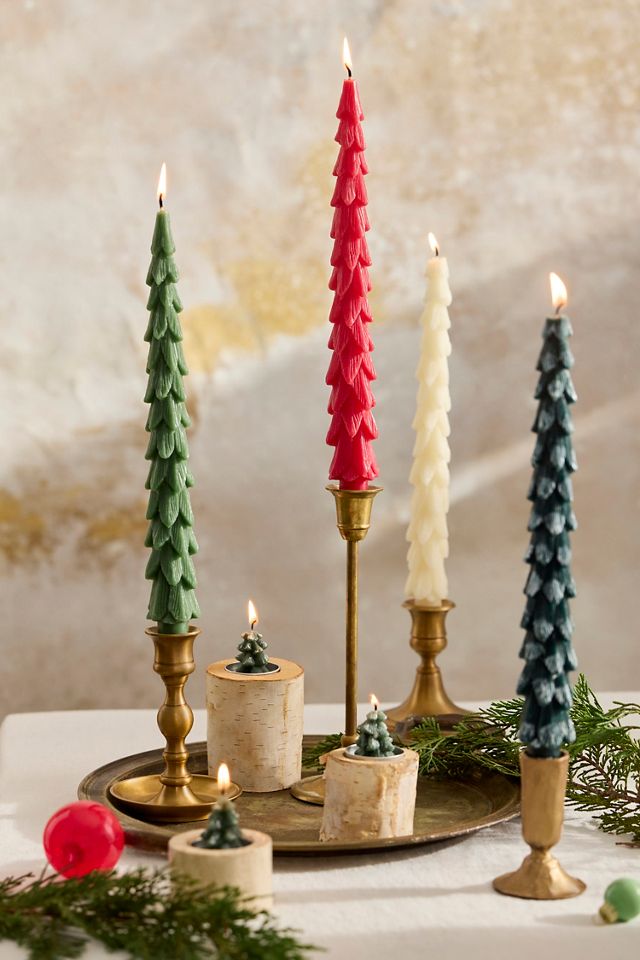 Snowy Tree Taper Candles, Set of 2 #4