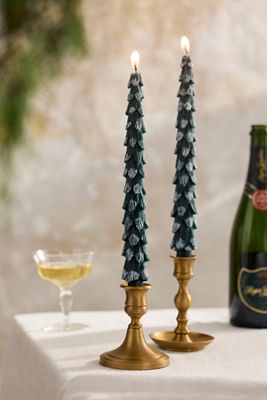 Terrain Snowy Tree Taper Candles, Set of 2