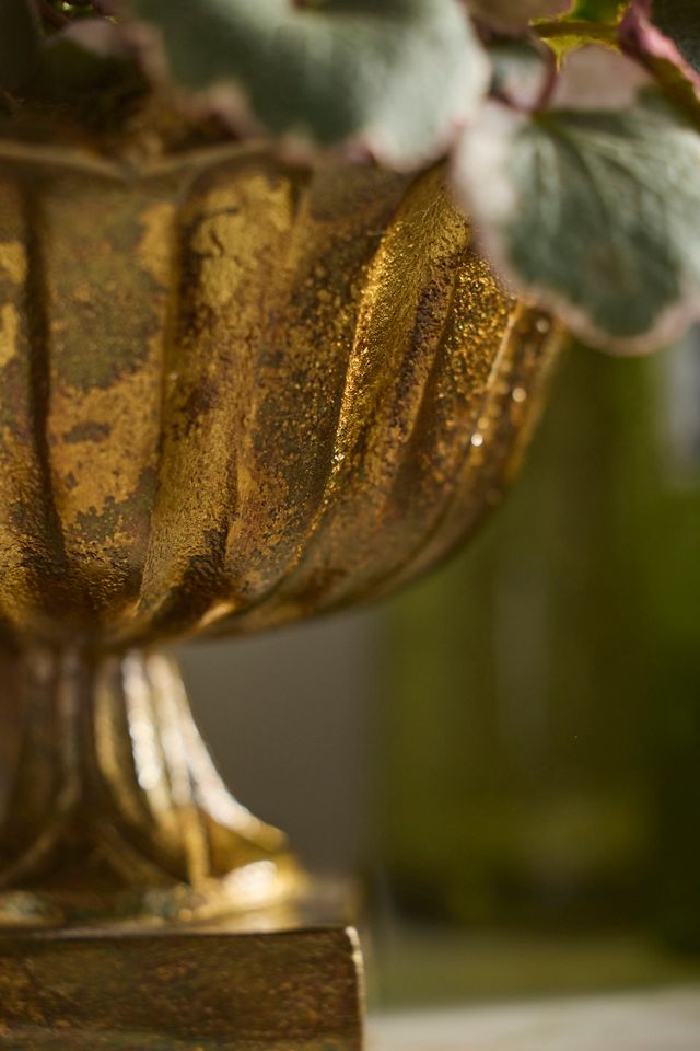 Golden Ruffle Rim Urn Planter #4