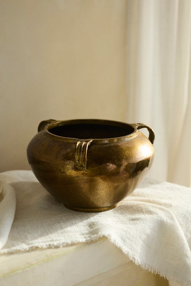 Triple Handle Metallic Jar Planter #1