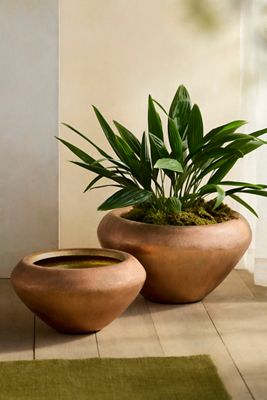 Textured Copper Low Planter