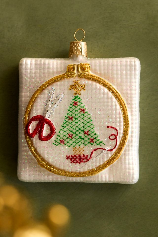 Needlepoint Glass Ornament #1
