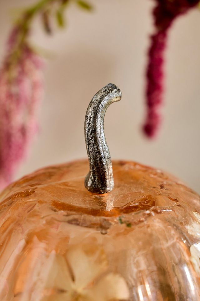 Pressed Floral Glass Pumpkin, Medium #2