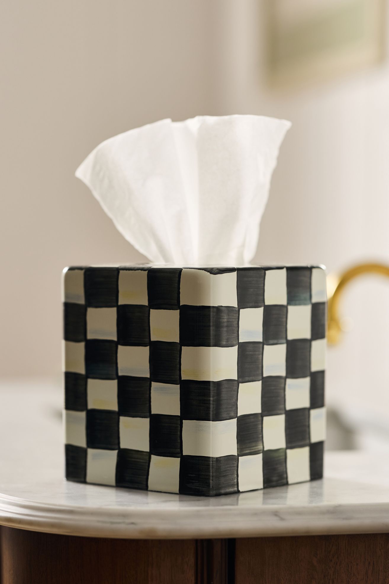 MacKenzie-Childs Checkered Boutique Tissue Box Cover - Courtly Check, One Size