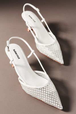 Lola Cruz Mesh Crystal Slingback Heels