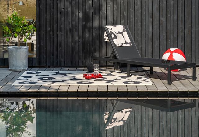 MAR Unikko Charcoal Floral Outdoor Rug #1