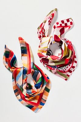 Abstract Print Hair Scarves, Set of 2